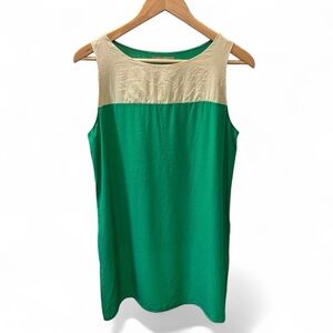 Jigsaw Colorblock 100% Silk Tunic Blouse Dress Shift Size Medium